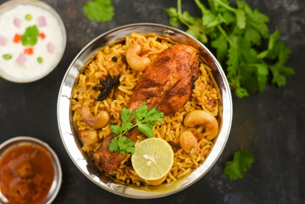 Hyderabadi biryani served in a handi